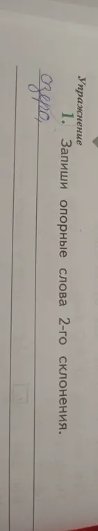 Запиши опорные слова 2-го склонения