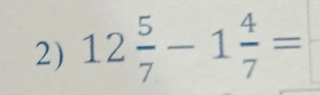 Вычисли $12\frac{5}{7} - 1\frac{4}{7}$