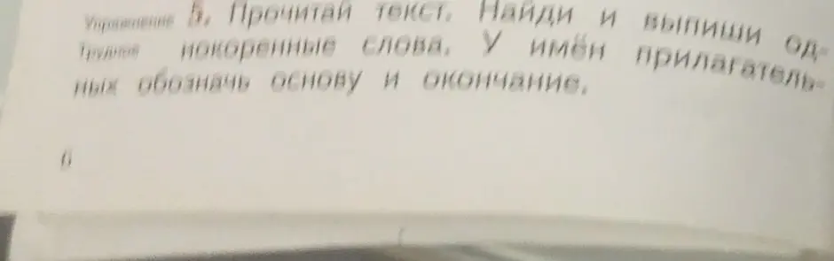 Объясни, как выполнить упражнение: прочитай текст, найди и выпиши однокоренные слова. У имён прилагательных обозначь основу и окончание