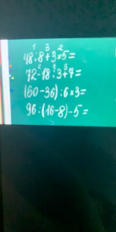 Реши пример 48:8+3×5=