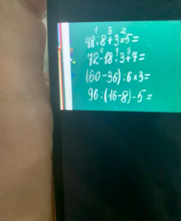 Реши примеры: 48:8+3×5=