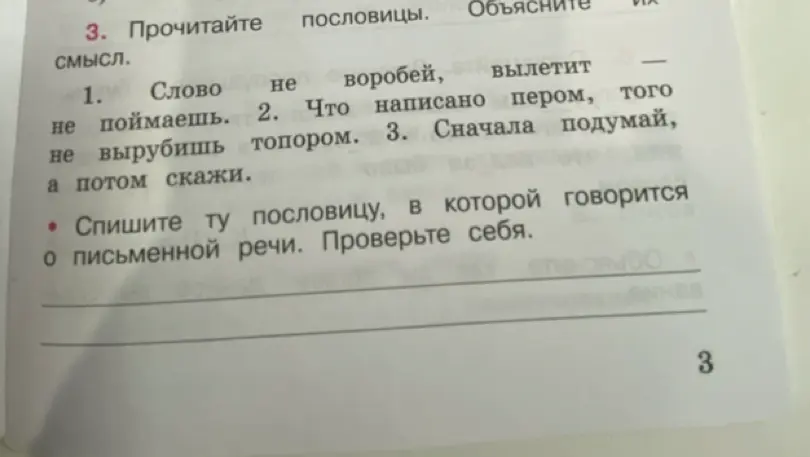 Спиши пословицу, в которой говорится о письменной речи