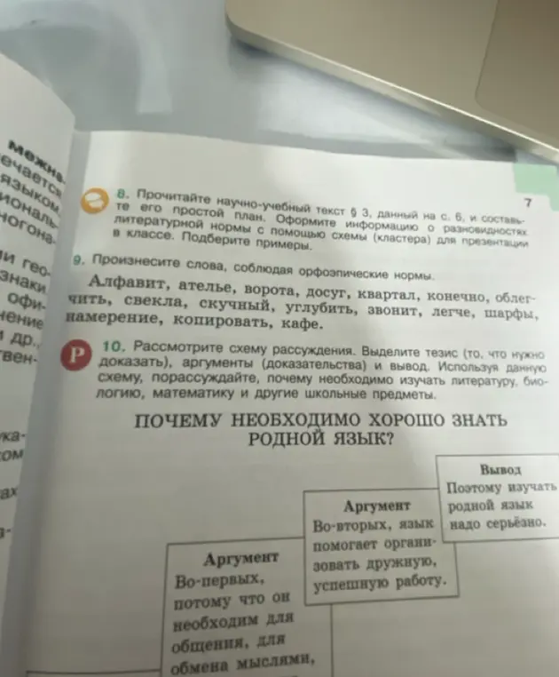 Рассмотри схему рассуждения и выдели тезис, аргументы и вывод