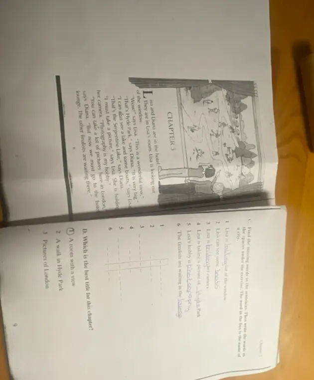 Заполни пропуски в предложениях и напиши слова, а также какой лучший заголовок для этой главы?