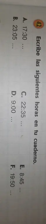 Тебе нужно переписать время из списка в тетрадь