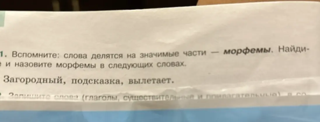 Объясни, как найти и назвать морфемы в словах: загородный, подсказка, вылетает