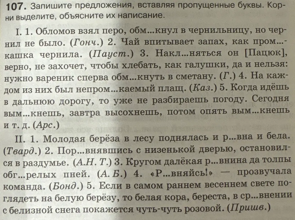В предложениях нужно вставить пропущенные буквы и выделить корни