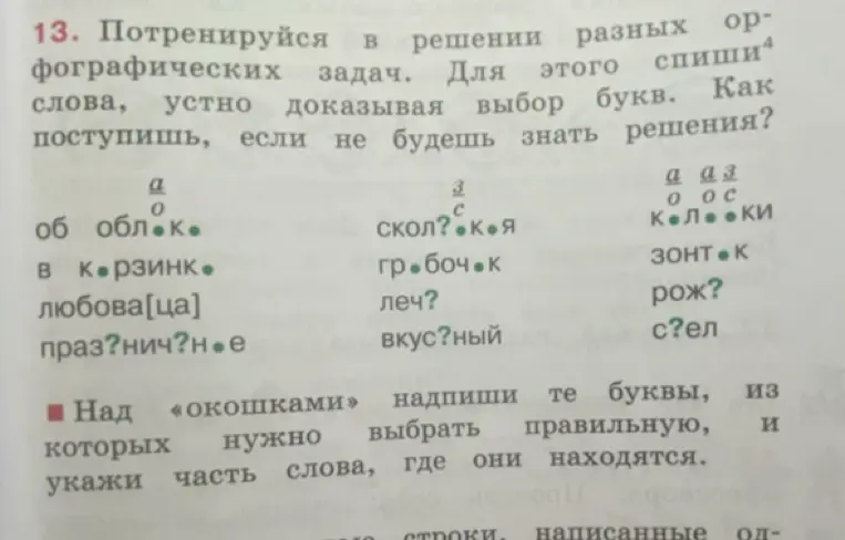 Потренируйся в решении разных орфографических задач