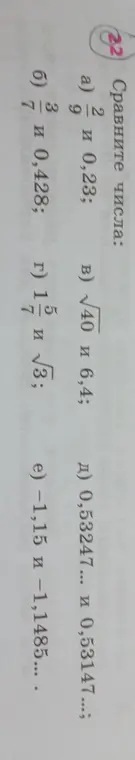 Сравни числа: 2/9 и 0,23