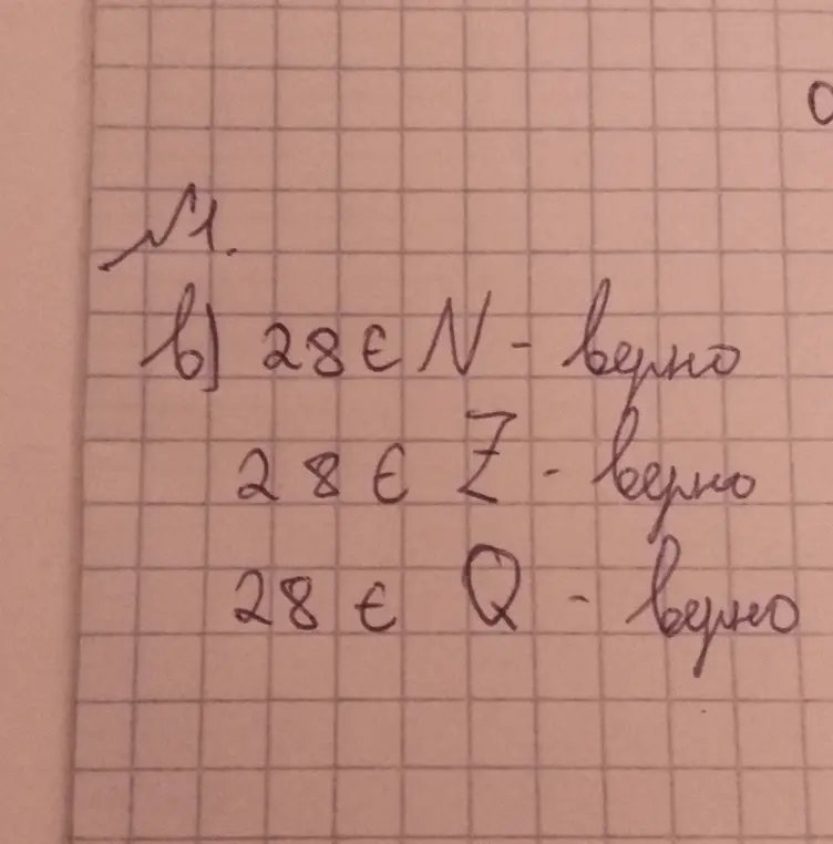 Ты просишь проверить, верно ли, что 28 принадлежит множествам N, Z и Q.