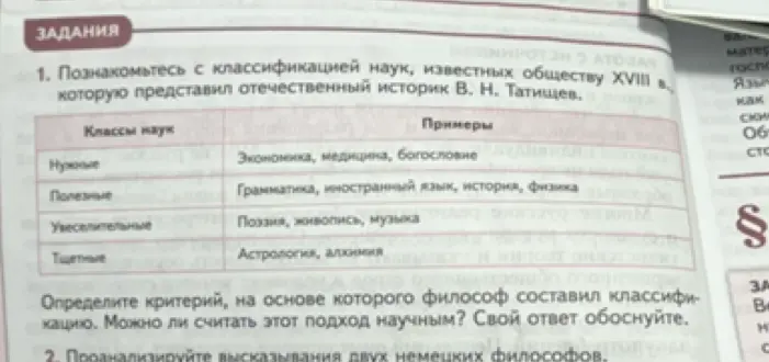 Определи критерий, на основе которого философ составил классификацию наук