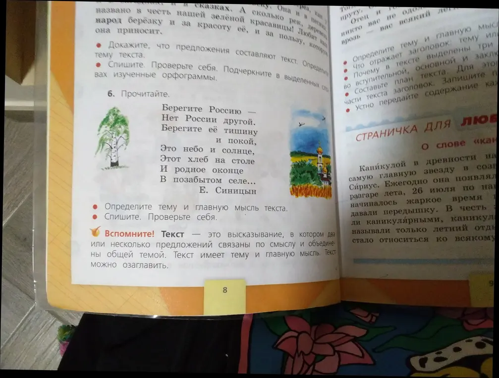 Определи тему и главную мысль текста в упражнении 6