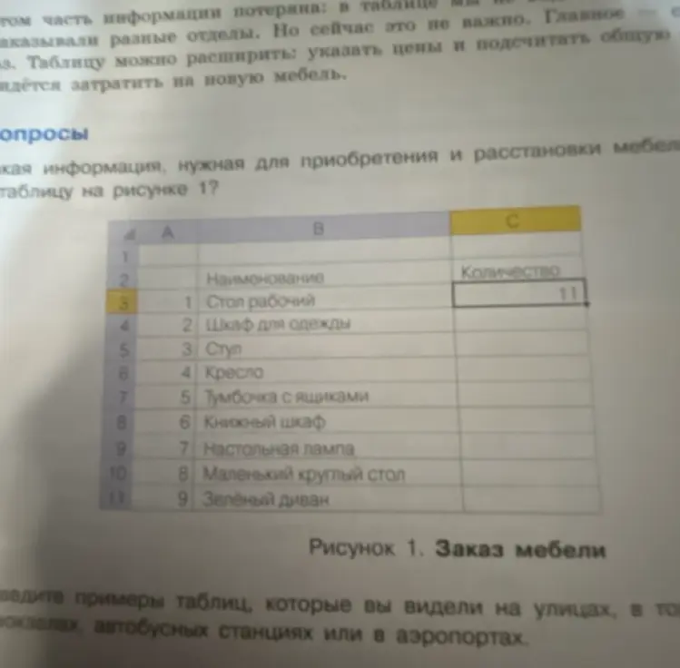 Какая информация указана в таблице на рисунке 1?