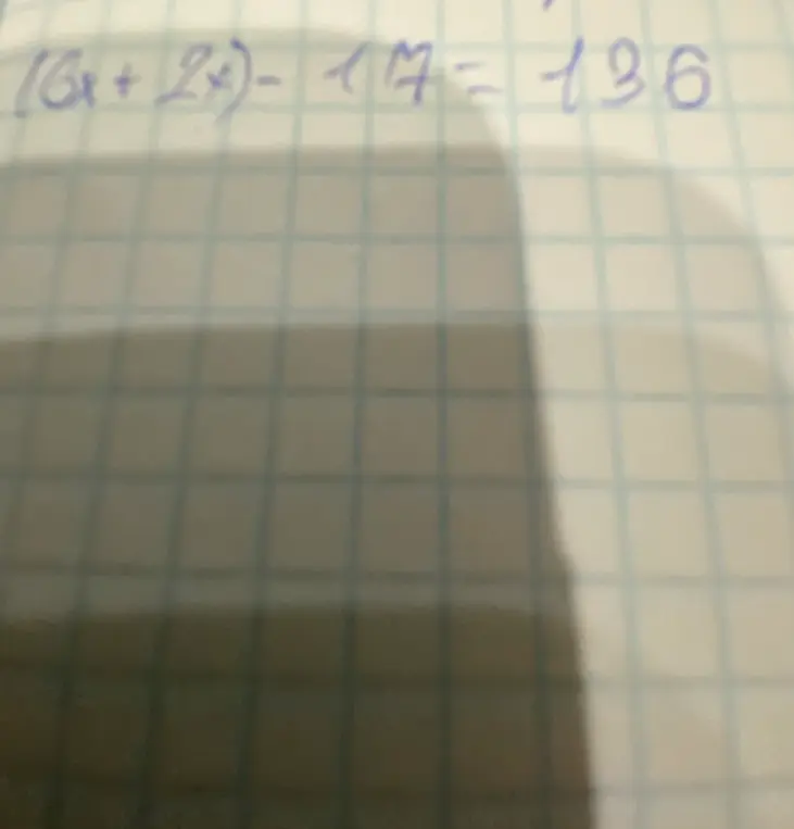Реши уравнение (6x + 2x) - 17 = 135