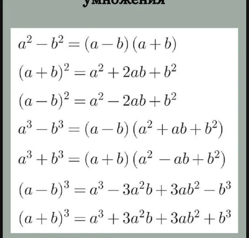 Объясни формулы сокращённого умножения