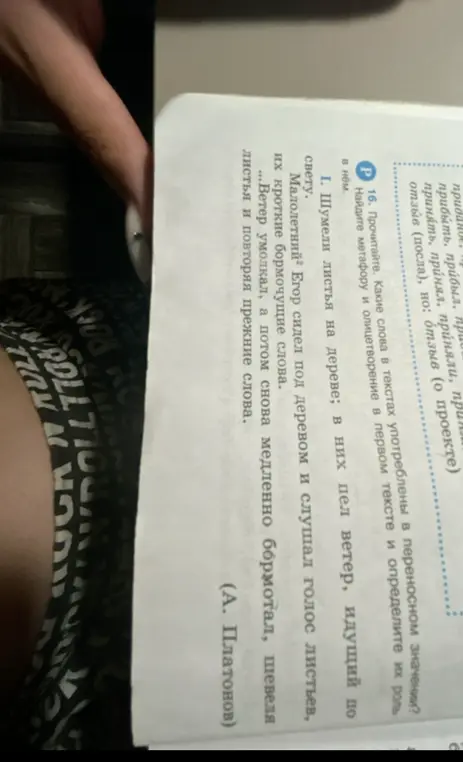 Какие слова в текстах употреблены в переносном значении и какие метафоры и олицетворения есть в первом тексте?