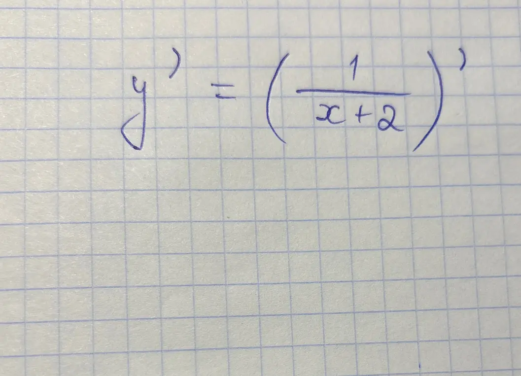Помоги найти производную функции y = 1/(x+2)