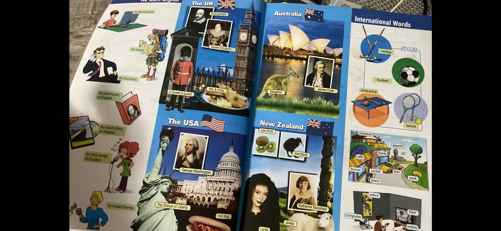 Составь предложения по образцу 'We learn English...'