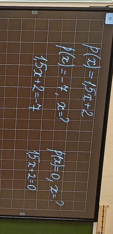 Реши уравнения p(x)=1,5x+2, если p(x)=-4 и 15x+2=0
