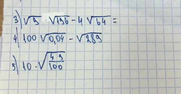 Помоги решить примеры с корнями: √9 * √196 - 4√64