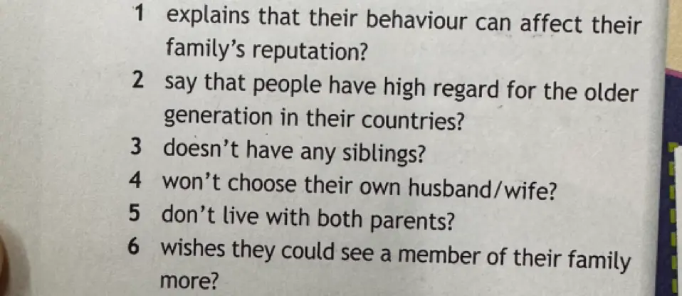 Переведи на русский язык текст: explains that their behaviour can affect their family's reputation?