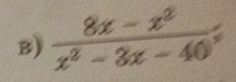 Упрости выражение (8x - x²) / (x² - 3x - 40)
