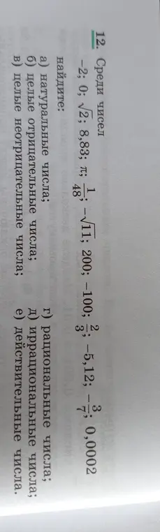 Среди чисел -2, 0, √2, 8,83, π, 48, -√11, 200, -100, 2/3, -5,12, -3/7, 0,0002 найди натуральные числа