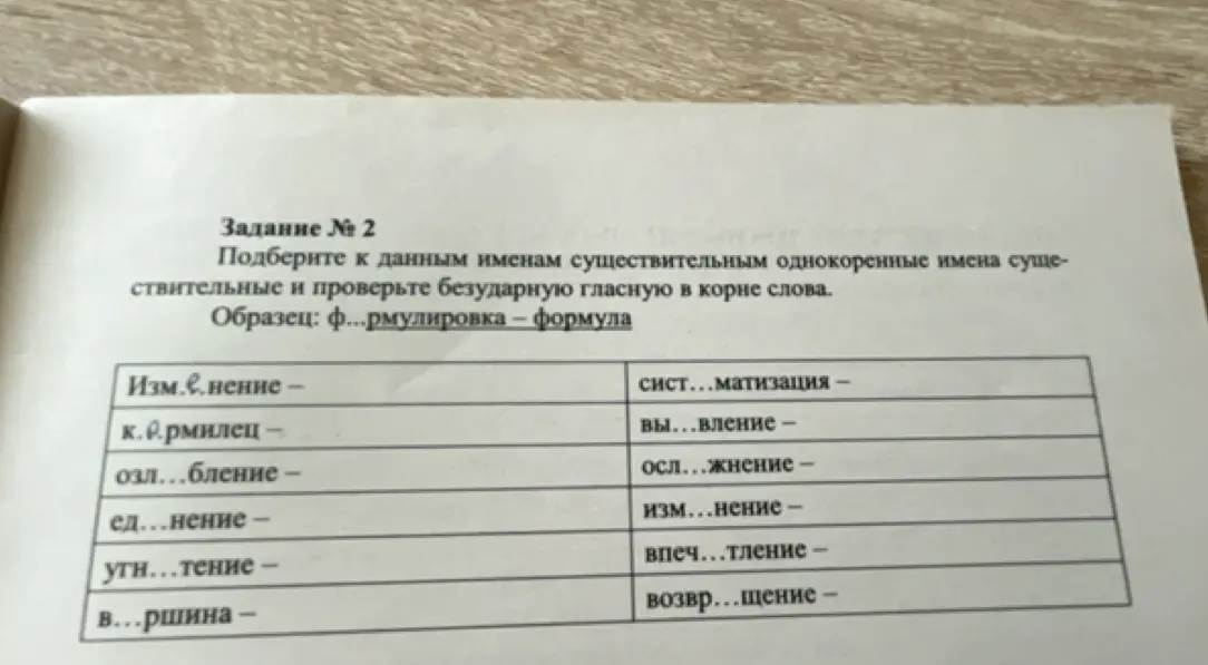Подбери к данным именам существительным однокоренные имена существительные и проверь безударную гласную в корне слова в задании про изм...енение