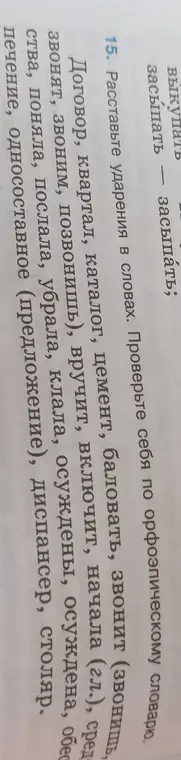 Расставь ударения в словах из задания.
