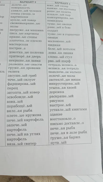 Ты просишь вставить пропущенные буквы в словах из вариантов 2 и 3
