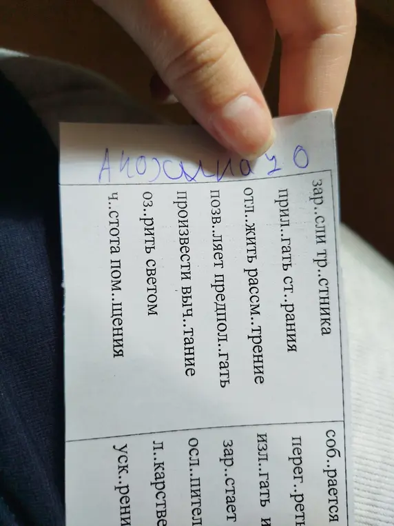 Ты просишь вставить пропущенные буквы в слова: зар..сли, прил..гать, отл..жить и другие