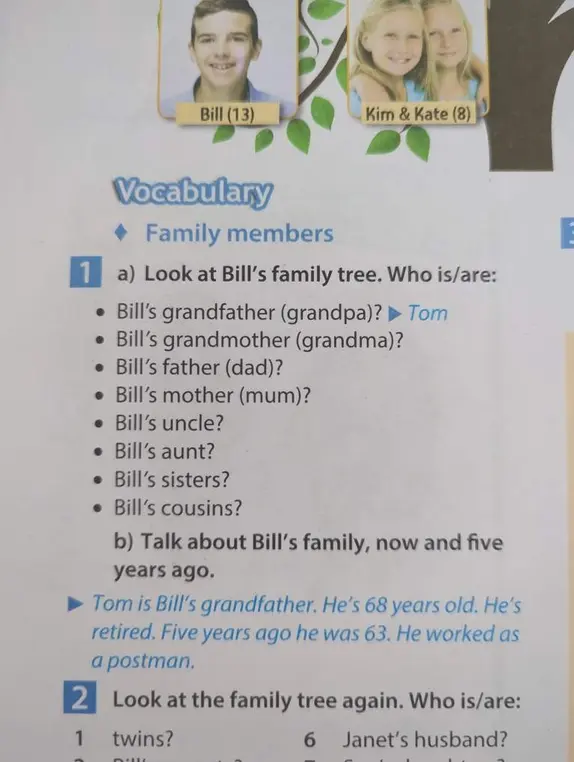 Помоги найти, кто есть кто в семье Билла: Bill's grandmother (grandma)?