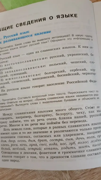 Помоги составить вопросный план текста, пересказать текст по плану и ответить на вопрос: «Почему славянские языки называются родственными?»