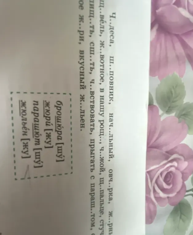 Выполни упражнение в котором нужно вставить пропущенные буквы в слова