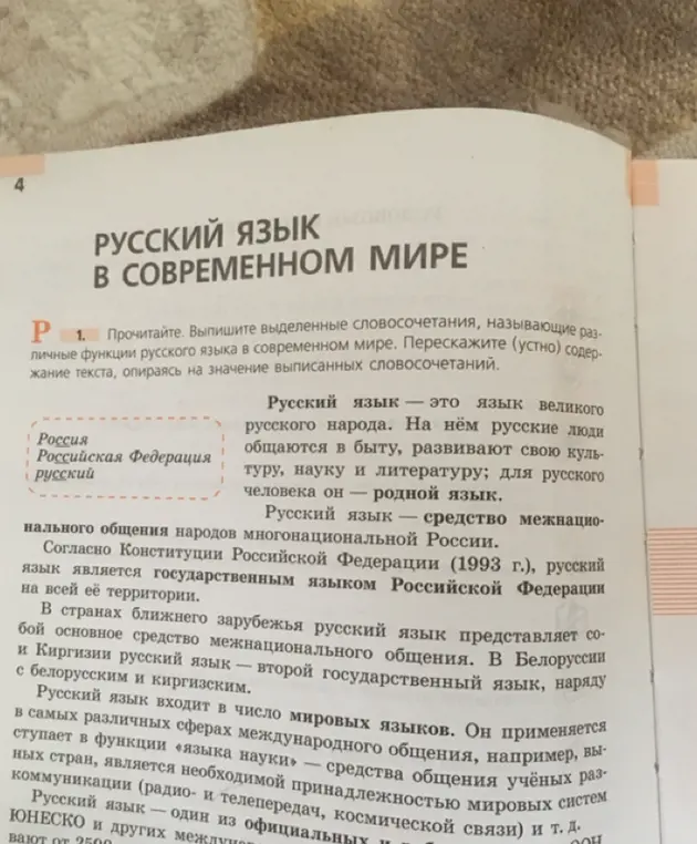 Выпиши выделенные словосочетания, называющие различные функции русского языка в современном мире