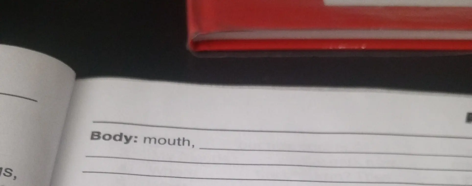 Заполни пропуски в предложении "Body: mouth, ..."