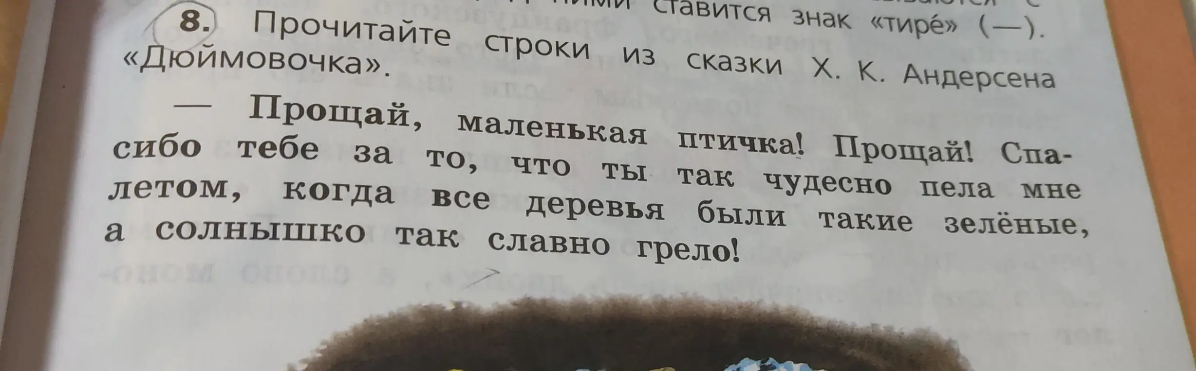 Прочитай строки из сказки Х. К. Андерсена "Дюймовочка"