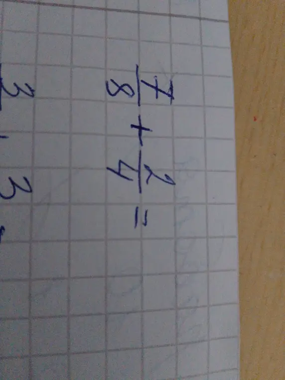 Объясни, как решить пример 7/8 + 1/4