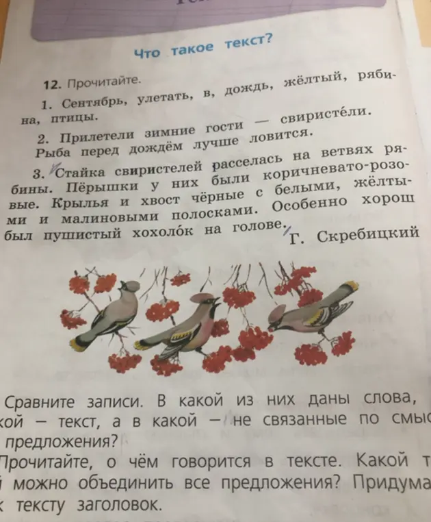 Сравни записи и скажи, в какой из них даны слова, в какой — не связанные по смыслу предложения?