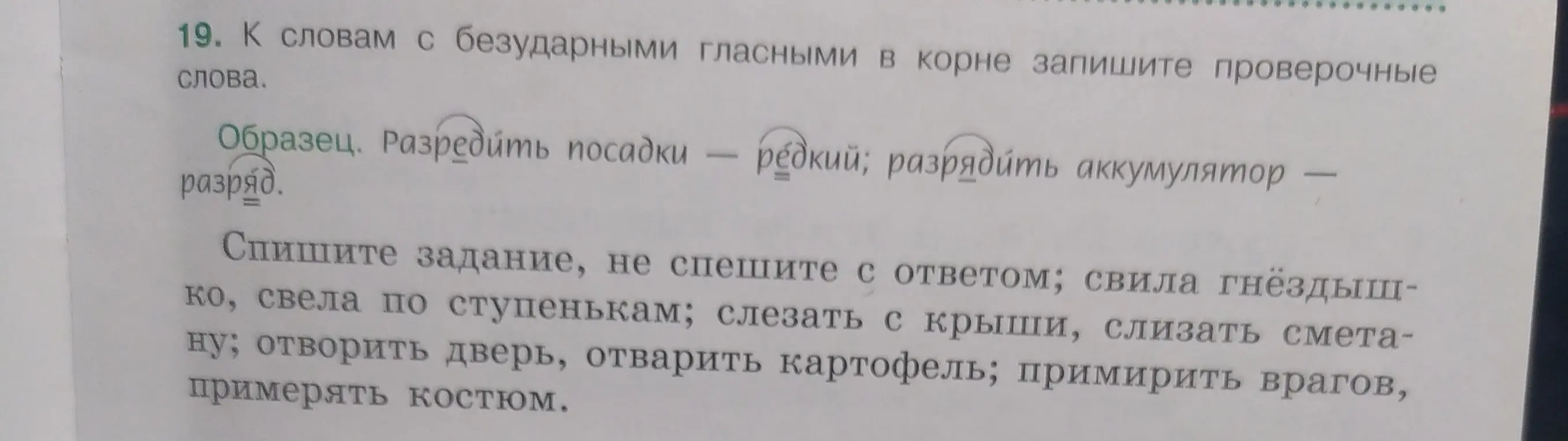 Подбери проверочные слова к словам с безударными гласными в корне: свила гнёздышко.