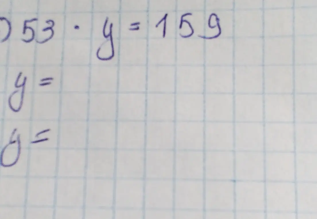 Помоги мне найти значение y в уравнении 53 * y = 159