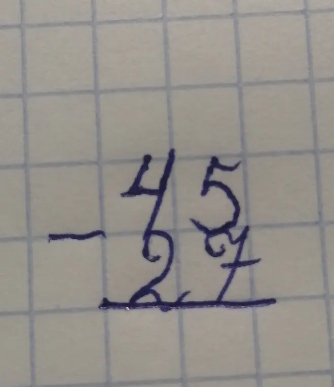 Научи меня вычитать столбиком 45 - 27