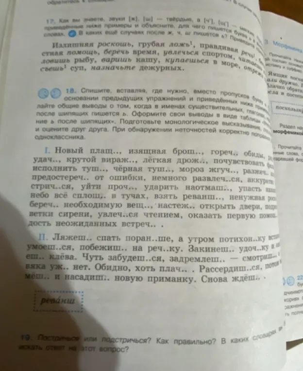 Ты просишь вставить, где нужно, вместо пропусков букву Ь в упражнении 18