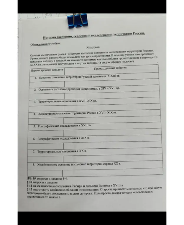 Какие задания на дом по истории?