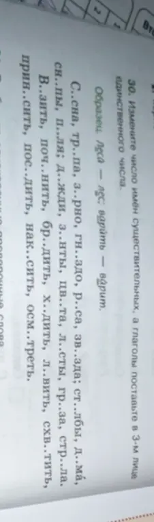 Измени число имён существительных, а глаголы поставь в 3-м лице единственного числа в упражнении под цифрой 1.
