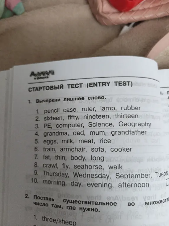 Вычеркни лишнее слово в первом задании.
