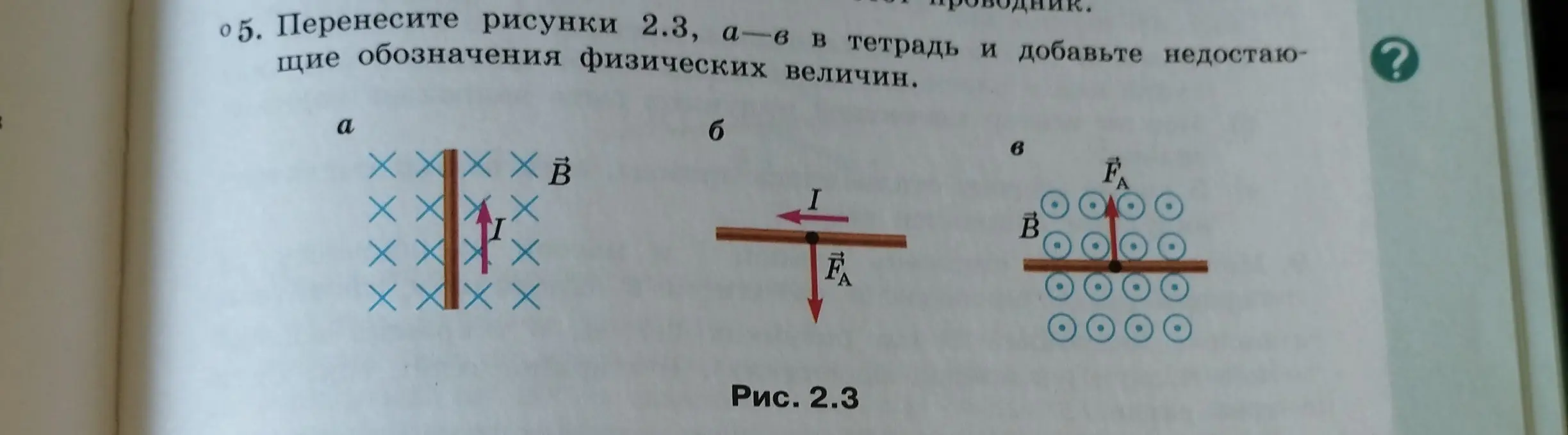Можешь ли ты добавить недостающие обозначения физических величин на рисунках 2.3, а-в?