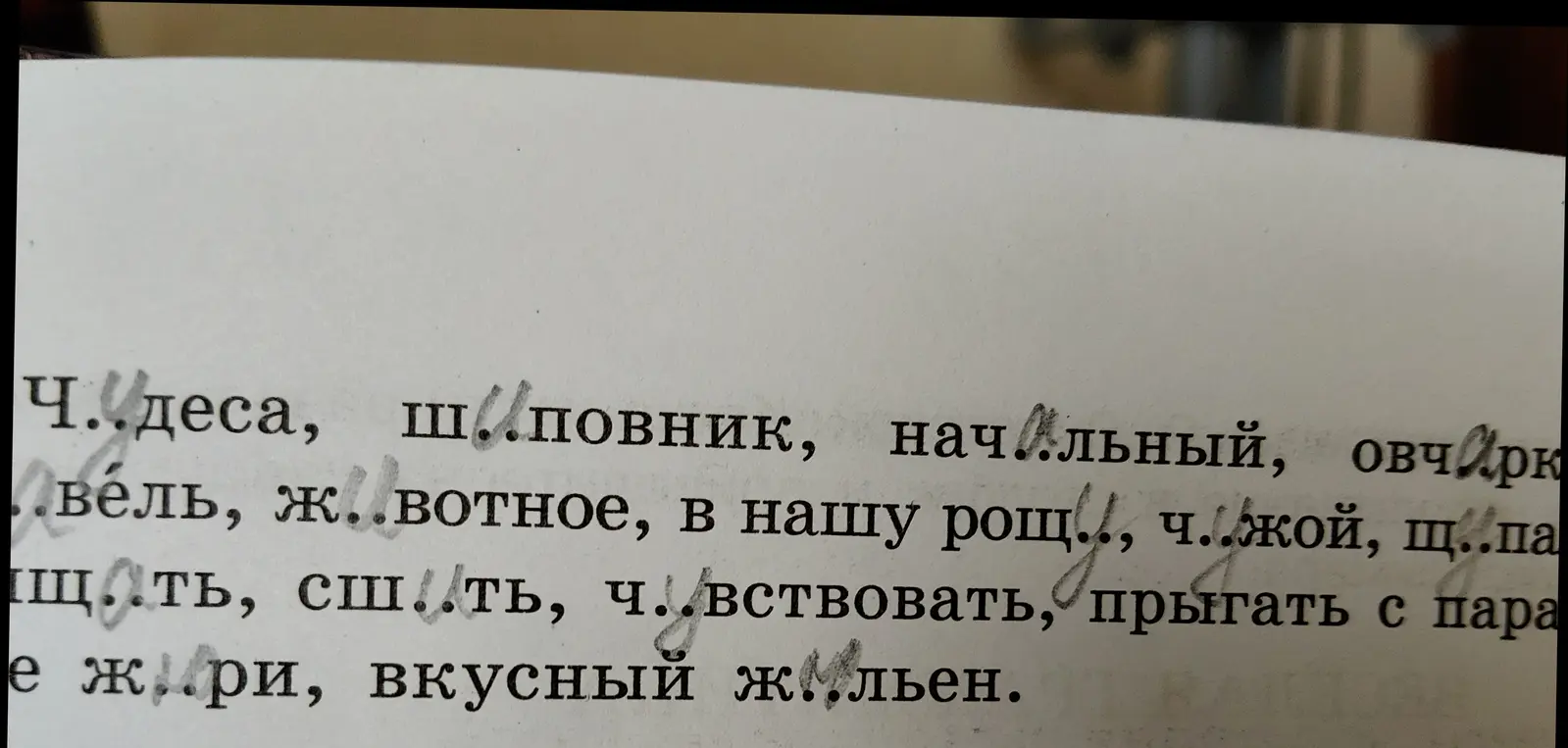 Помоги мне вставить пропущенные буквы в словах: Ч..деса, ш...повник, ж..вотное, ч..жой и другие