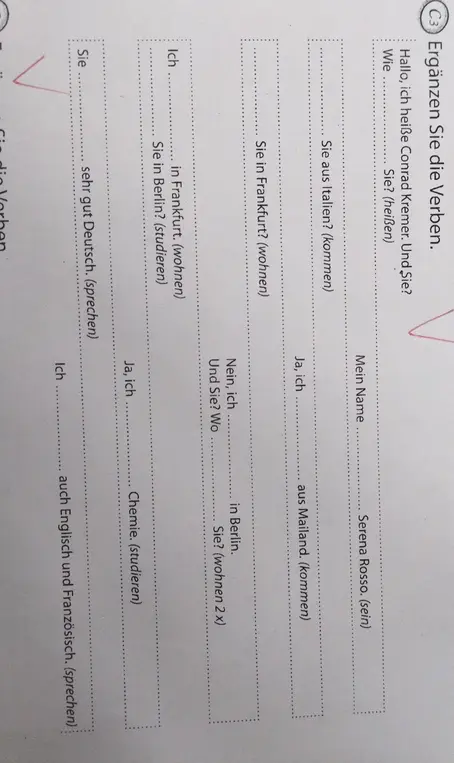 Помоги мне заполнить пропуски в упражнении с глаголами на немецком языке