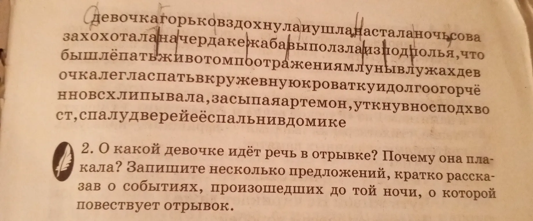 Ты просишь рассказать, о какой девочке идёт речь в отрывке, почему она плакала и кратко рассказать о событиях, произошедших до той ночи.